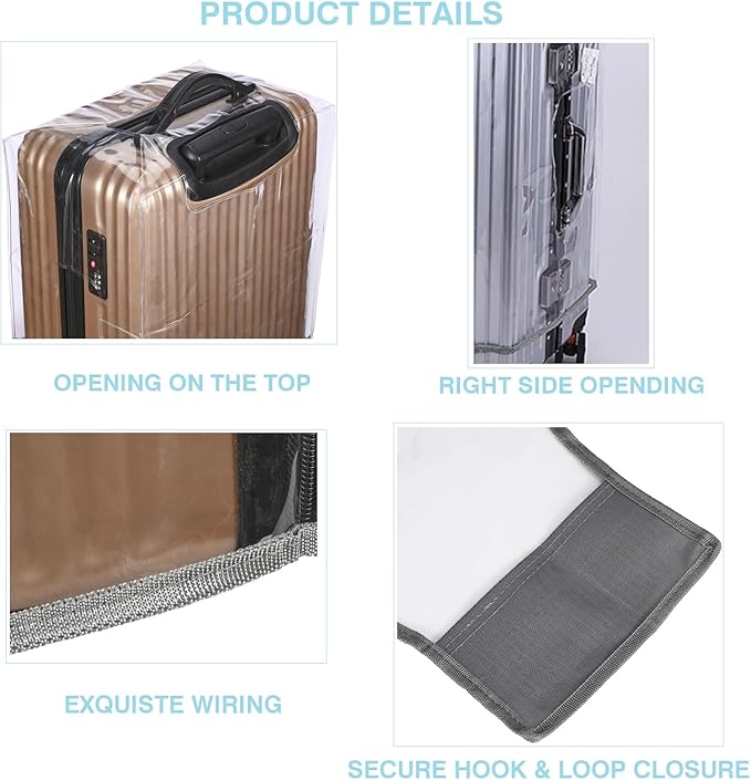 FABWAY Clear PVC Suitcase Cover - Thicken Wheeled Cover, Transparent, Waterproof & Dustproof - 28"