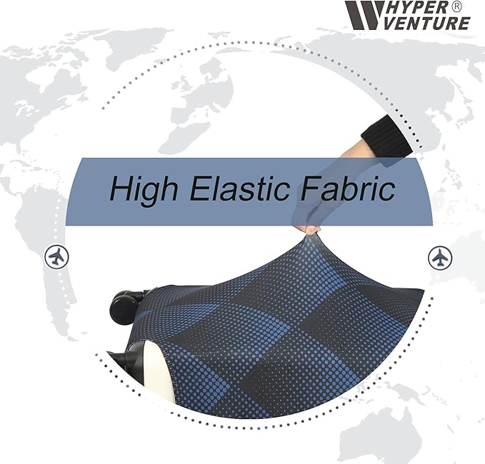 HYPER VENTURE Washable Luggage Cover - Fashion Suitcase Protector Fits 27-30 Inch Luggage (Blue Cube, L)