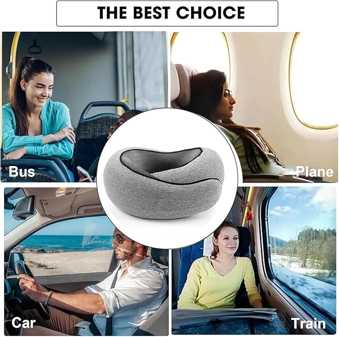 RURING Travel Pillows for Airplanes, Travel Neck Pillow Travel Pillow, Neck Pillow Airplane Memory Foam 360 Degree Support Stowable Pillows for Airplanes Offices and Cars 2PCS (Pink + Black)
