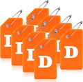 8 Pcs Luggage Tags for Suitcases, 26 Initial Letter Travel Luggage Baggage Identification Labels ID Tags Fully Bendable Tags with Stainless Steel Loop (Letter D, Orange)