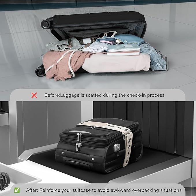 Luggage Straps for Suitcases,Adjustable Luggage Elastic Belt, Travel Essentials for Airport,Station, Vibrant Designs,(Orange Tabby)