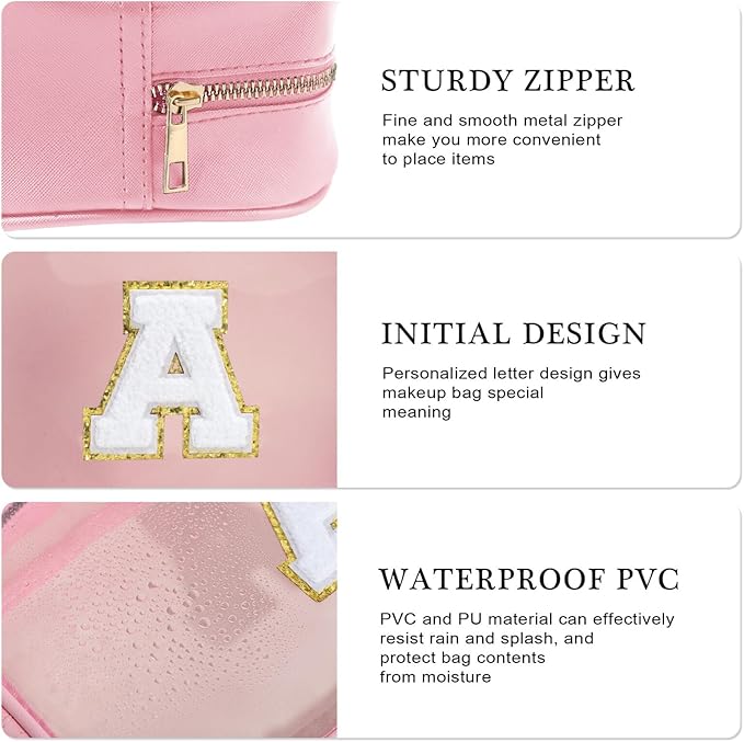 YOOLIFE Travel Toiletry Bag - Pink Clear Makeup Bag Organizer for Cosmetics, Skin Care & Gifts