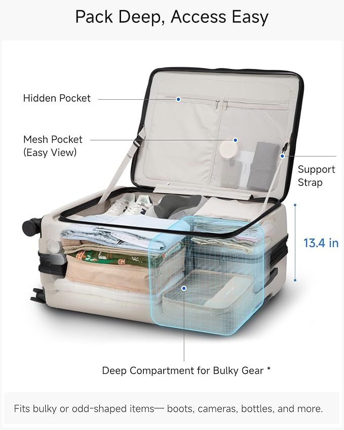 LUGGEX Checked Suitcase Top Opening, FLT Expandable Polycarbonate Hard Shell Suitcase with Wheels (FLO-Lite, Black, 28 Inch, 105L-115L)