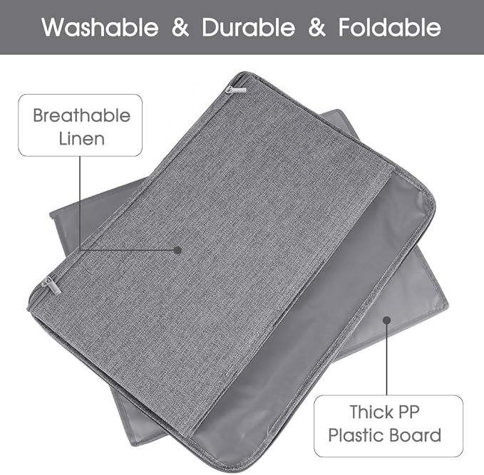 ANMINY 2PCS Storage Bins with Zipper Lids 51.9 Qt Lidded Fabric Storage Boxes Baskets Cubes with Handles Collapsible Washable Cotton Linen Closet Shelf Clothes Organizer - Gray, Extra Large