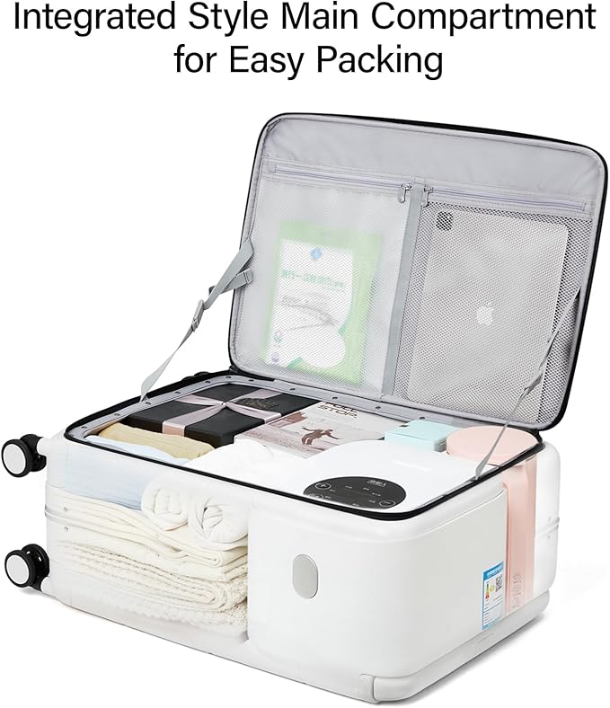Hanke Top Opening Carry On Luggage, 20 Inch Zipperless Aluminum Frame Wide Handle Luggage, All-PC Hard Shell Trunk Suitcase with Spinner Wheels, TSA Airline Approved (Grey, 40L)