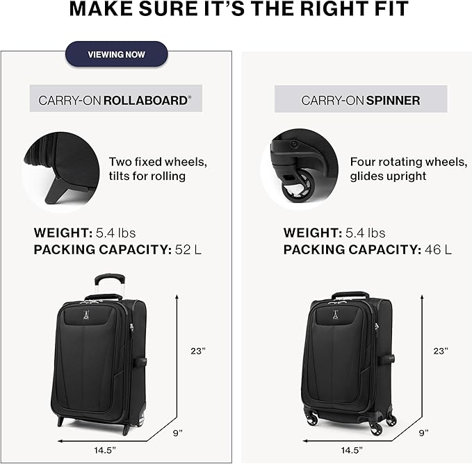 Travelpro Maxlite 5 Softside Expandable Upright 2 Wheel Carry on Luggage, Lightweight Suitcase, Men and Women, Shadow Grey, Carry On 22-Inch