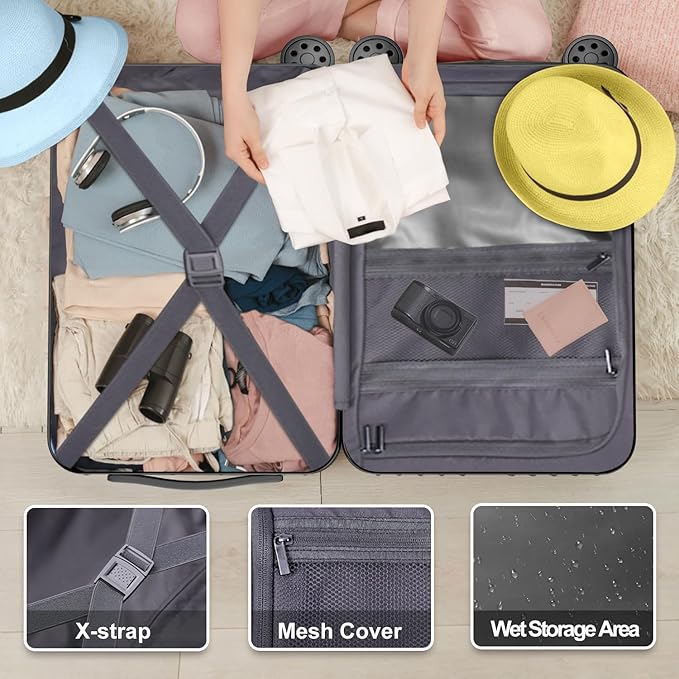 Krute Luggage 28 Inch Suitcase with Wheels PC+ABS Large Hardside Suitcases TSA Lock Checked Luggage