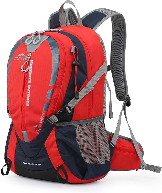 INOXTO Small Hiking Backpack with 2L Water Bladder and Waterproof Rain Cover, 25L Hydration Daypack for Travel, Cycling, Camping, Outdoor