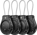 Waterproof AirTag Keychain Holder, Air tag Lock Case with Wire Cable Compatible with Apple AirTags, Durable & Secure Anti-Lost Protective Case with Keyring for Backpack, Key, Luggage (4 Pack)
