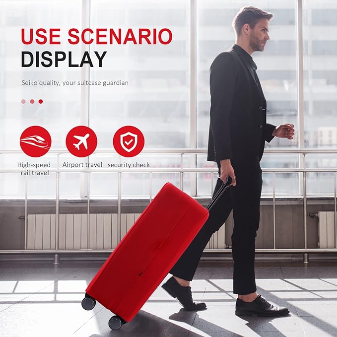 Travel Luggage Cover - Scratch-Resistant Fit 19-31 Inch, Red, 3XL (32-33inch)