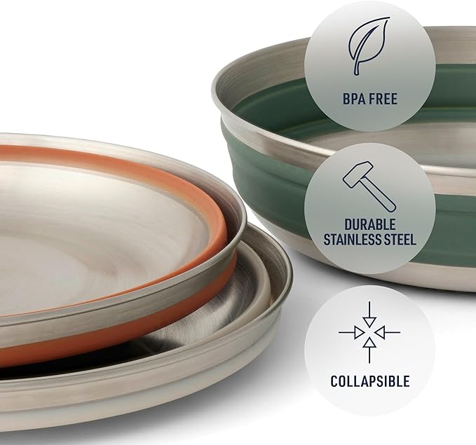 Sea to Summit Detour Stainless Steel Collapsible Bowl, Large (31 fl oz), Bombay Brown