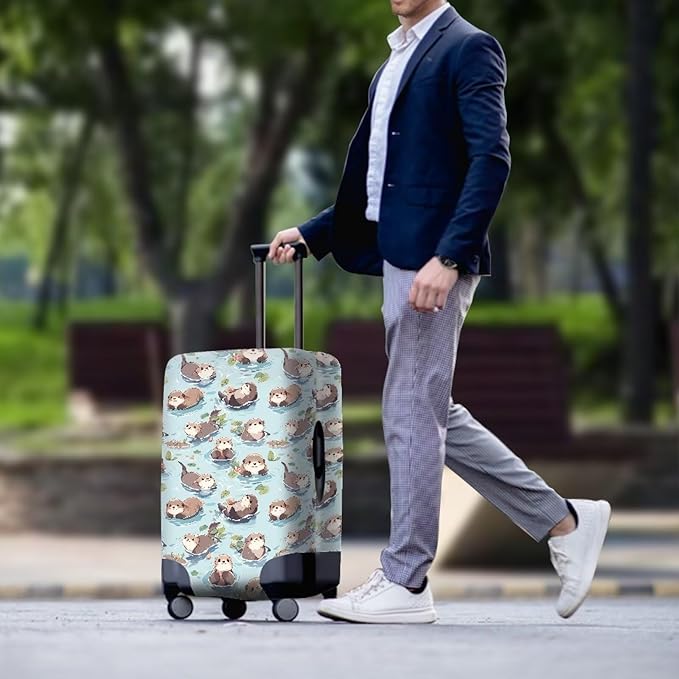 Otter Print Suitcase Cover Fit 26-29 Inch Travel Luggage Covers with Zipper Non Slip Luggage Cover for Suitcase Zip Closure Elastic Suitcase Cover Protector Cute Baggage Cover