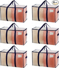 VENO 6 Pack Moving Bags, Heavy Duty, Moving Boxes Alternative, Packing Storage Supplies for Dorm Room Essentials with Zipper for Clothes, Extra Large Totes for Packaging (Clear, 6 Pack)