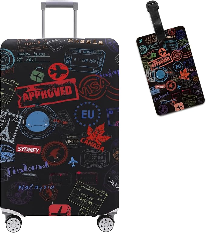 Travelkin Luggage Covers With Tag For Suitcases Tsa Approved,Suitcase Covers Protector Fit 18-32 Inch Luggage M(22-25inch suitcase)