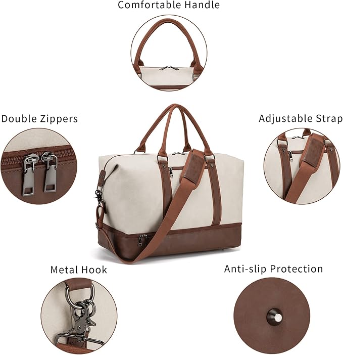 Weekender Overnight Bag Carry On Bag Travel Bag with Shoe Pouch