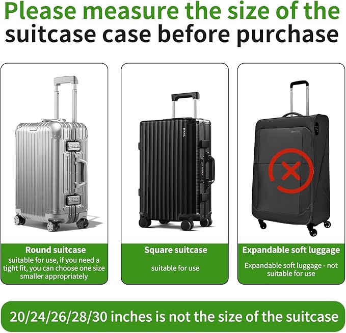 Suitcase Covers For Luggage, 30 Inch Clear PVC Luggage Covers Protector Full Thicken Transparent Waterproof Suitcase Sleeve With Large Velcro for 30" Wheeled Suitcases