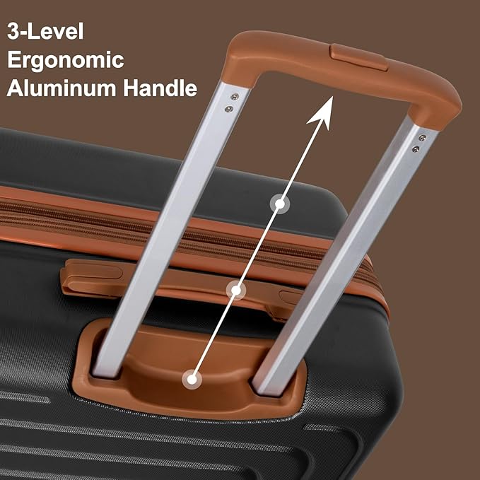 Romswi Luggage Sets 2 Piece, Expandable Carry On Luggage 20In with Travel Backpack, PC+ABS Hardside Suitcase Set with TSA Lock, Durable Carry On Suitcase with Spinner Wheels for Men Black