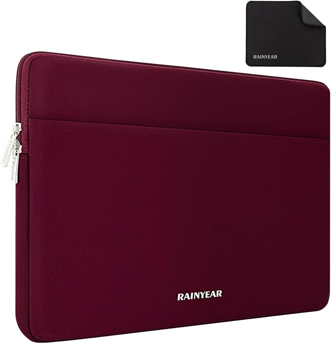 RAINYEAR Laptop Sleeve Case 15.6 Inch, Protective Portable Case with Front Pocket, Briefcase Handbag Computer Carrying Bag Laptop Bag Compatible for HP, Dell, Asus, Lenovo, Notebook, Red