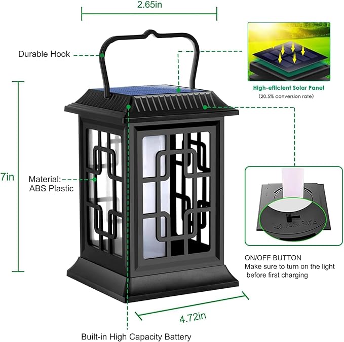 Solar Lanterns Outdoor Waterproof Hanging Lanterns Garden Solar Powered Flame Lights LED for Patio Pathway Deck Yard (4pack)