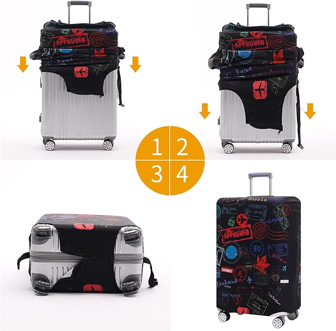 Luggage Cover Suitcase Cover Suitcase Protector Fit 26-28 Inch Luggage (Go travel world -L)