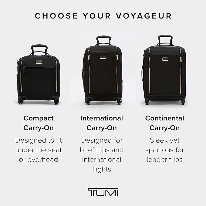 TUMI - Voyageur Leger 4 Wheeled Luggage - Women's Lightweight and Spacious, Sleek Silhouette, Durable Premium Suitcase - 21.8" International Expandable Carry-On, Black with Gunmetal Hardware