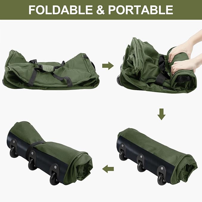 Finnhomy 120L Foldable Rolling Duffel Bag with 3 Wheels, Light Weight Travel Duffel bag with Large Loading Capacity, 32 inch Rolling Duffel bag with Shoulder Strap for Travel Camping Sports