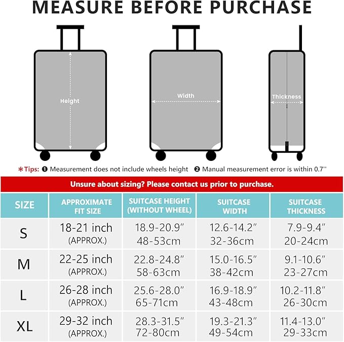 Travelkin Luggage Covers For Suitcase Tsa Approved,Suitcase Cover Protector Fit 18-32 Inch Luggage (Stamp, S)