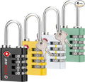 Forge Dual-Opening: Key or Combination Access Lock, TSA Approved Locks for Luggage, Pelican case, Travel, Gym, School, Stainless Steel Shackle. (Multi Color, 4 Pk)