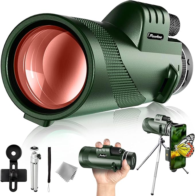 Pankoo 40X60 Monocular Telescope with Smartphone Holder & Tripod, 2025 Power Prism Compact Monoculars for Adults Kids, HD Monocular Scope for Bird Watching Hiking Concert Travelling