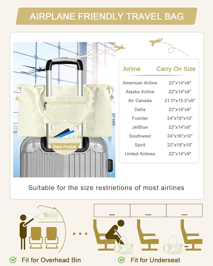 Initial Travel Duffel Bag Sports Gym Bag for Kids Teen Birthday Gifts,Beige Personalized Weekender Bag Carry On Dance Bags for Women Men,Waterproof Monogram Overnight Bag with Trolley Sleeve(Letter F)