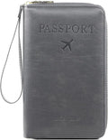 Rowgins Rfid Blocking Passport Holder Wallet, Rowgins Rfid Passport Holder with Zipper, PU Leather PassportHolder for Travel (GRAY)