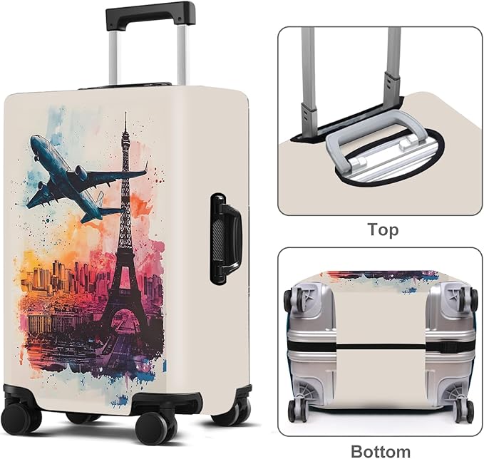 Luggage Cover Washable Suitcase Protector Anti-scratch Suitcase cover Fits 20-34 Inch Luggage (Tower-2, M(24-26inch suitcase))