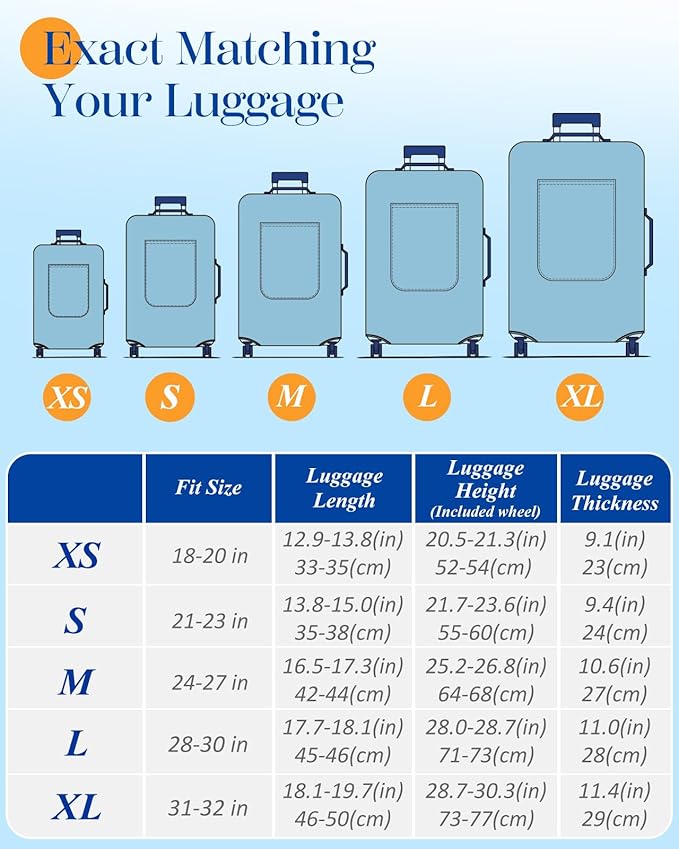 Slohif Luggage Cover for Suitcase Tsa Approved Protector - Luggage Sleeve Large Suit Case Cover Travel Stretch Baggage Case Protective Washable Fit 18-20 Inch Checkered XS