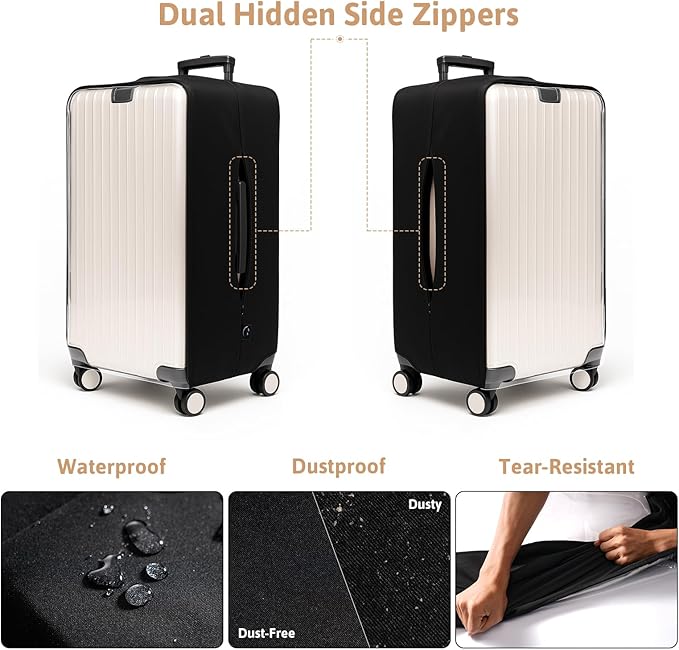 OrgaWise Clear Luggage Cover, For Suitcase Tsa Approved Transparent TPU Suitcase Cover Protector Fit 26-28 Inch Luggage