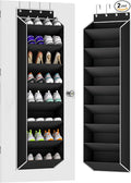 Over The Door Shoe Organizer Storage Fit 16-24 Pairs Hanging Shoe Rack Organiser for Closet Door, Deep Pocket Shoe Holder for Sneakers,Boots Storage(1 Pack Black)