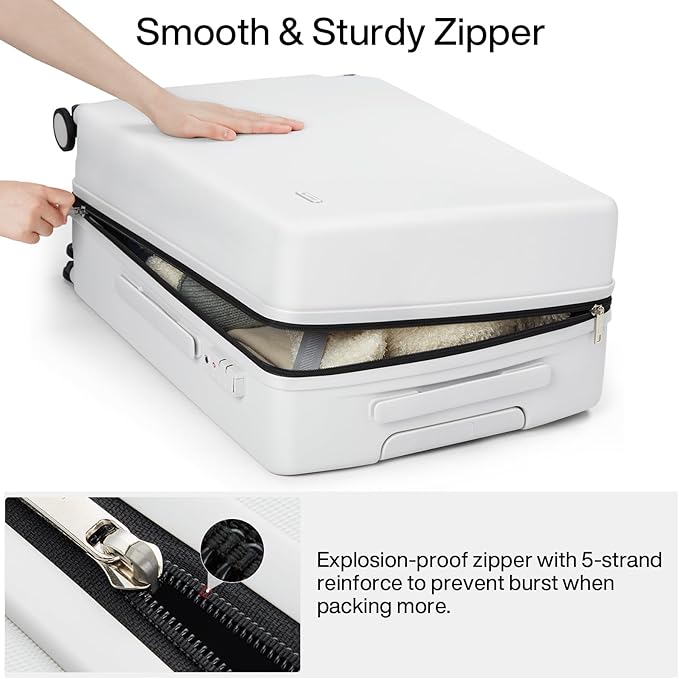 Hanke 20 Inch Hard Shell Suitcases with Spinner Wheels, Lightweight Carry On Luggage 22x14x9 Airline Approved Built-in TSA Lock, Durable Suitcase Rolling Luggage Carry-On Bag(Smoke White)