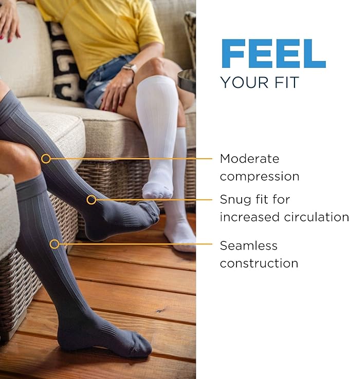 Medical Grade Compression Socks for Men & Women 15-20 mmHg by OrthoSleeve (Black, Medium)