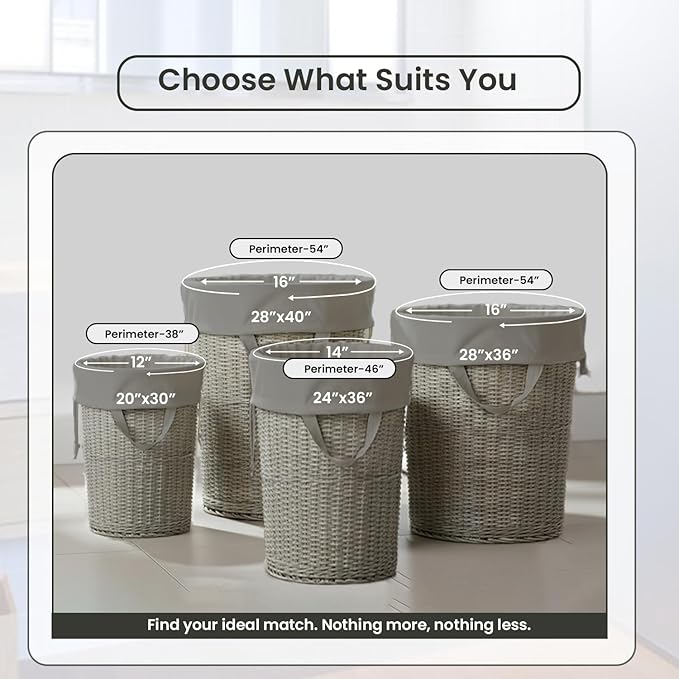 LFH Home Cotton Canvas Large Laundry Bag with Handle, Heavy Duty Drawstring Closure Washable Laundry Bags, School Travel, Home, Hotel, College Dorm, Organizer Sack, Toys Clothes 24x36 (Pack of 4)-Grey