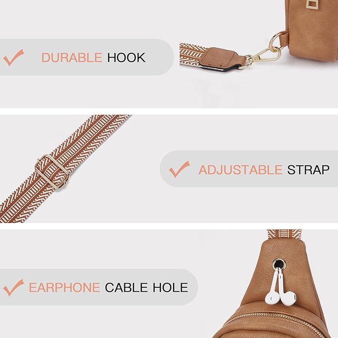 Telena Small Sling Bag for Women Leather Crossbody Fanny Packs Chest Bag for Women