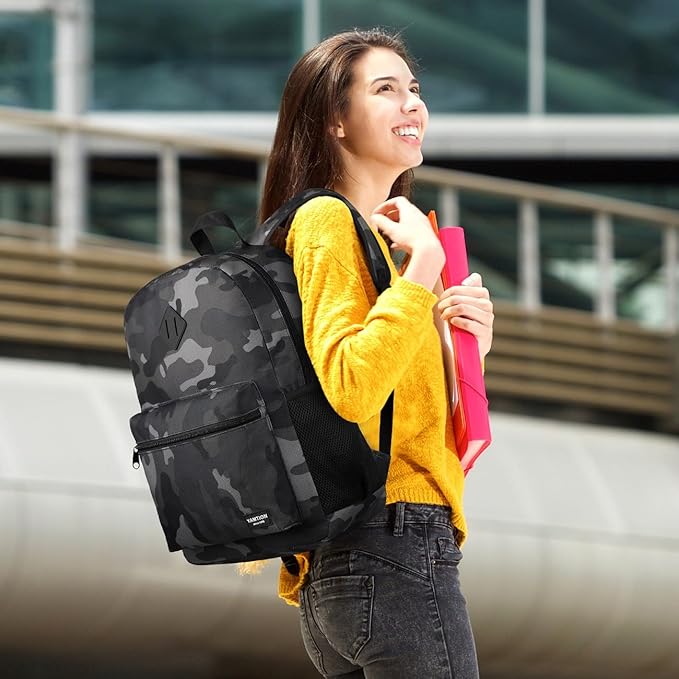 School Backpack,Classic Bookbag Men and Teen Boy Schoolbag with USB Charging Port for High School College Office Work Travel