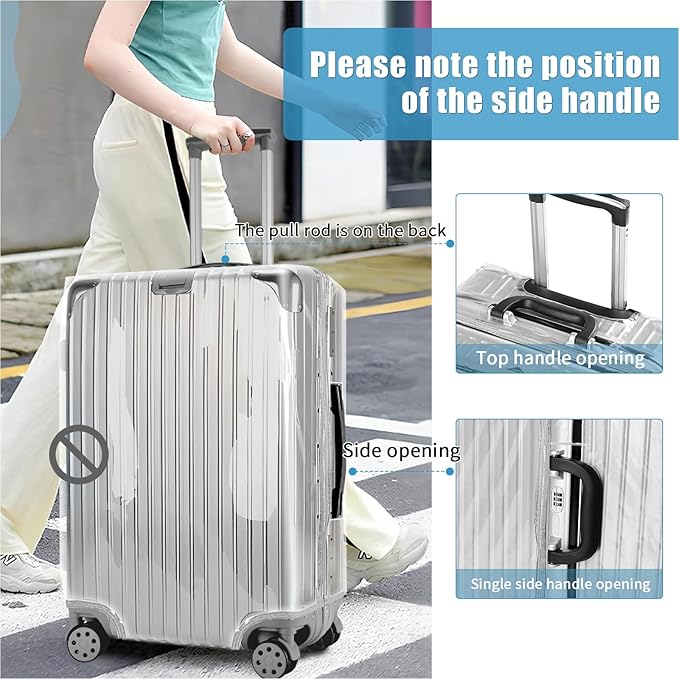 Yotako Upgraded Zippered Clear PVC Suitcase Cover, 20 Inch Luggage Covers for Suitcase Luggage Protector Suitcase Cover 20''