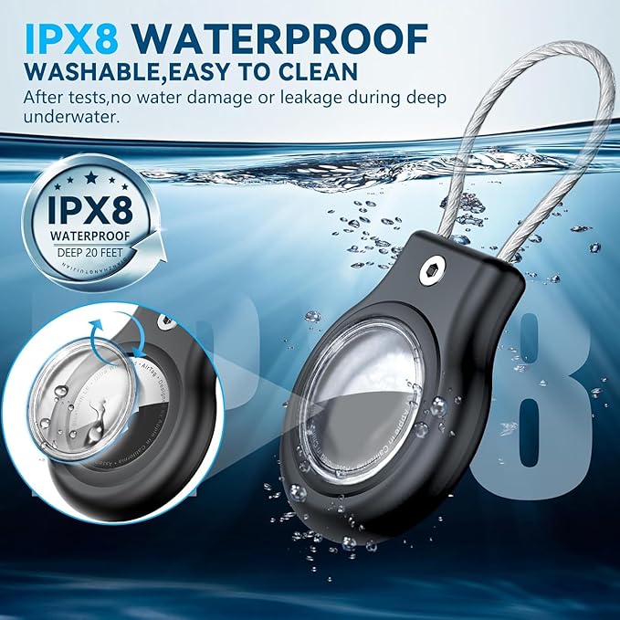 Waterproof Airtag Holder,4 Pack Airtag Case with Secure Lock,Airtags Keychain for Apple Air tags,Anti-Lost Protective Case Air tag Accessories for GPS Tracker Luggage,Bag,Key,Pet-Black/Black/Red/Red
