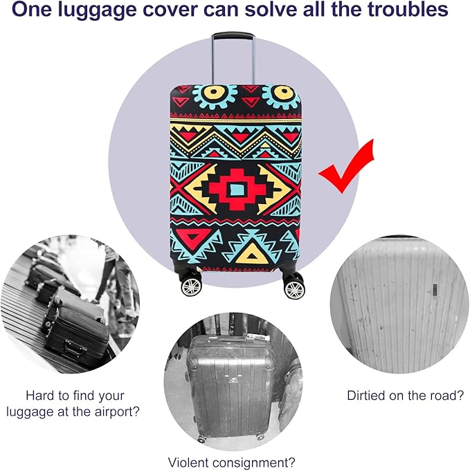 7-Mi Travel Luggage Cover Elastic Sleeve 29"-30" Anti-Scratch Suitcase Protector Cover Size XL, Bohemia