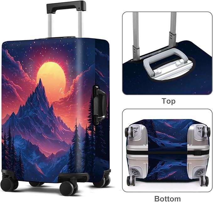 Luggage Cover Washable Suitcase Protector Anti-scratch Suitcase cover Fits 20-34 Inch Luggage (Snow mountain, XL(32-34inch suitcase))
