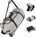 Vomgomfom Wheeled Collapsible Duffel Bag,110L-140L Expandable Checked Luggage, No-Telescopic-Handle with Anti-Burst Zipper & Reinforced Frame,Grey