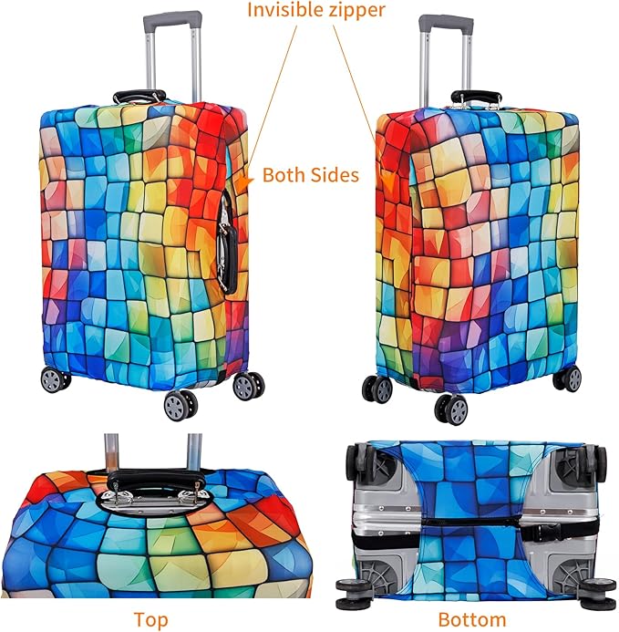 MosaiRudo Travel Luggage Covers For Suitcase Tsa Approved,Suitcase Cover Protector Fit 18-32 Inch Luggage Travel Accessories (T2483, M)