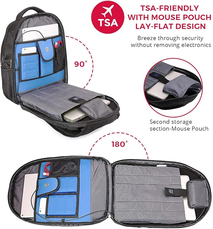 Swissdigital Design TSA Business Laptop Backpack For Men,Travel Backpack With USB Charging Port,College Tech Backpacks With RFID Pockets Presents For Men Fits 15.6 Inch Computer | TERABYTE