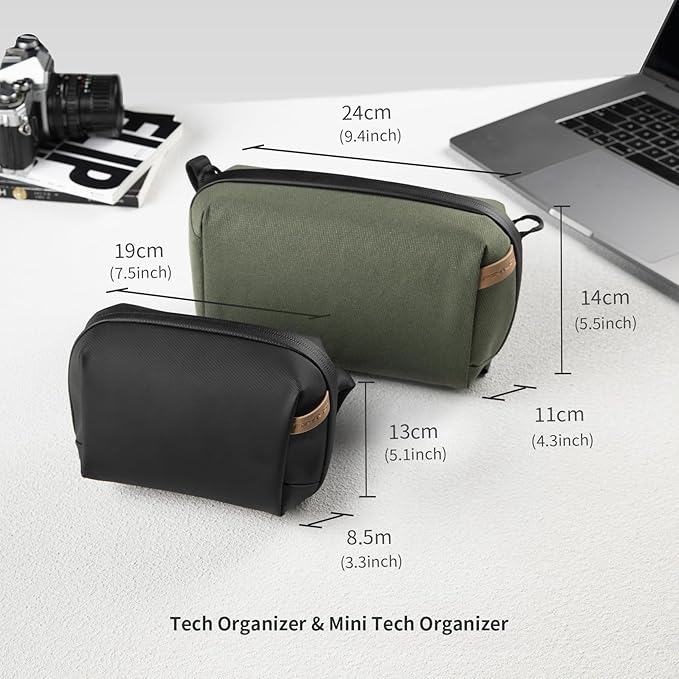 PGYTECH Travel Tech Organizer, Waterproof Tech Pouch, Electronics Accessories Organizer Travel Carrying Case, Cable Organizer Bag for Cables, Cord, Phone Batteries, Charger,Photography SD Card, Grey