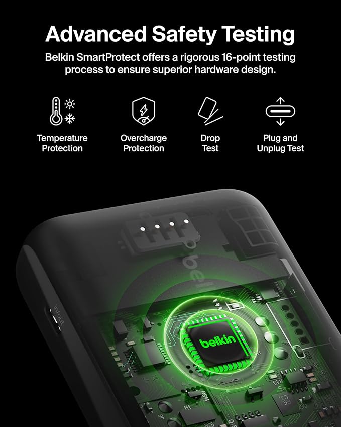 Belkin Portable Charger, Power Bank with Integrated Cable 20000 mAh 30W - Fast Charging USB C Power Delivery, iPhone Charger - iPhone 16 Series, iPad Pro, Galaxy S25 Series, & More - White