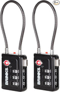 Brinks TSA Accepted Indicator Luggage Lock, Black - Ressetable Combination, 2.5 inch Long Shackle, New More Secure TSA008 Key, 2 Pack